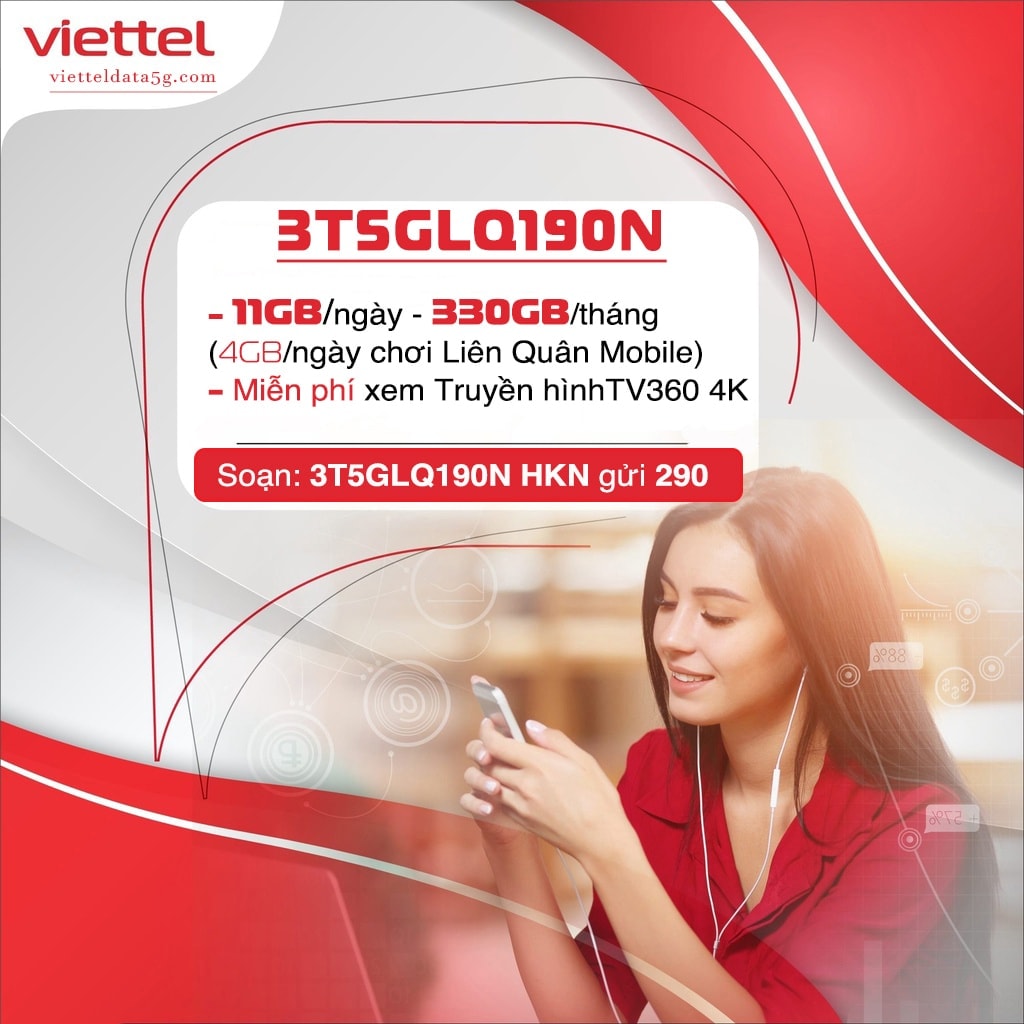 Đăng ký gói cước 3T5GLQ190N nhận ngay 990GB tốc độ cao gấp 10 lần 4G